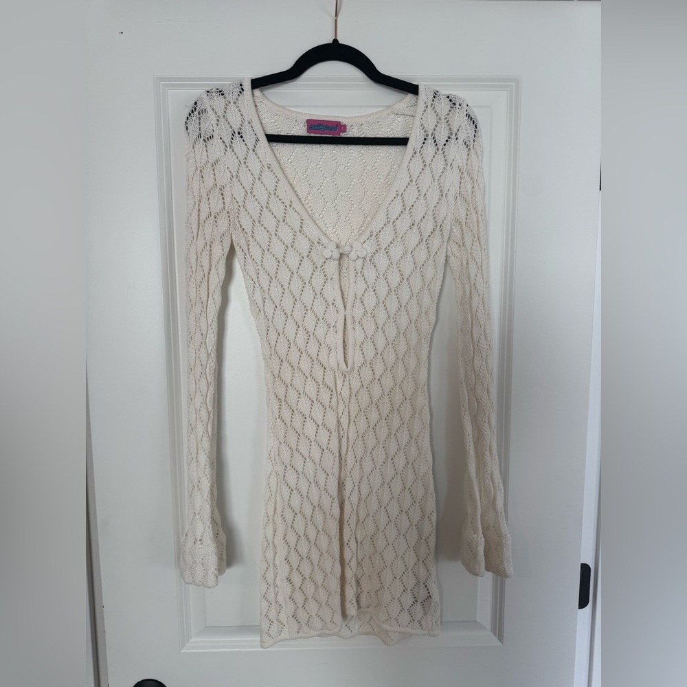 Edikted Brie Cut Out Crochet Mini Dress Cover Up